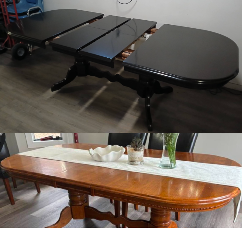 Refinished table with different colour