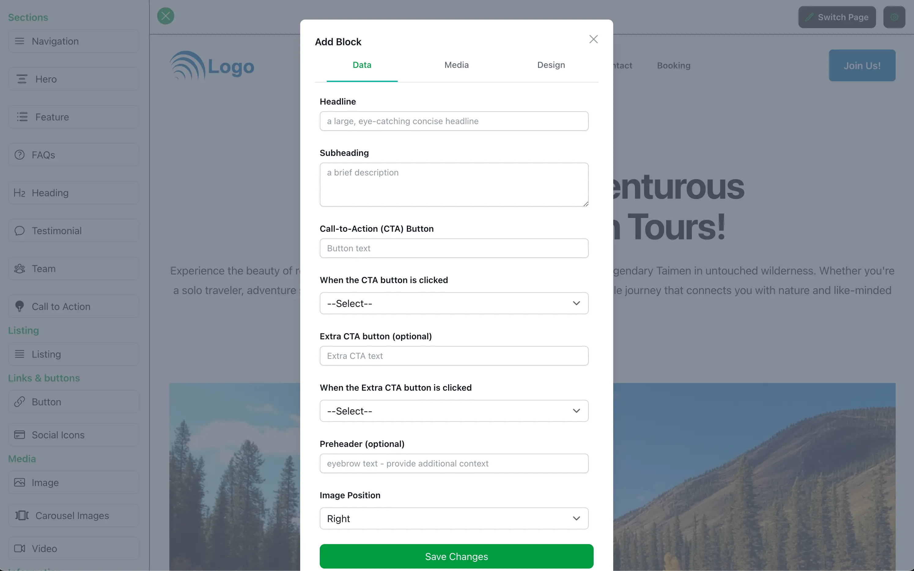 Add New Section to the landing page